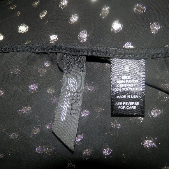 Boxy Top Sheer Small Black Silver Dots Scoop Neck - Picture 5 of 5